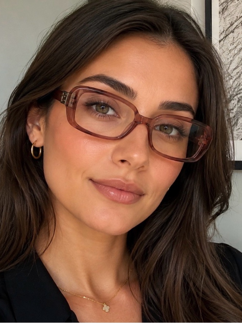Fendi Transparent Cognac Rectangular Women's Glasses